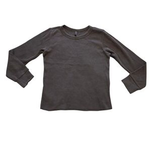 SKIMS Waffle Long Sleeve Baby Tee Shirt Top Ash Grey Size XXS NWOT